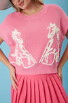 Horse Thread Embroidered Sweater Vest-Shirts & Tops-Peach Love California-Small-Pink-Inspired Wings Fashion
