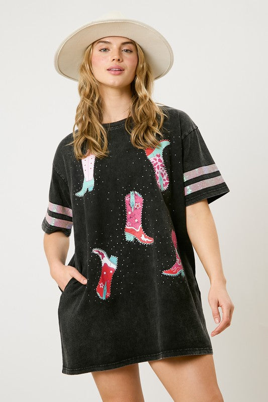 Sequin Boot Tee Dress-Dresses-Fantastic Fawn-Small-Lavender-Inspired Wings Fashion