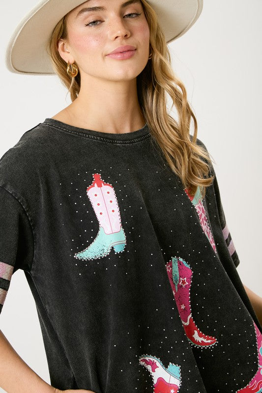 Sequin Boot Tee Dress-Dresses-Fantastic Fawn-Small-Black-Inspired Wings Fashion