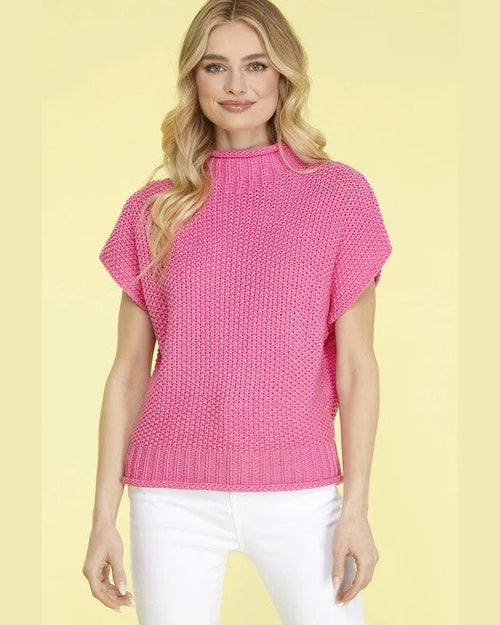 Sleeveless Mock Neck Knit Sweater-Tops-She + Sky-Small-Pink-Inspired Wings Fashion