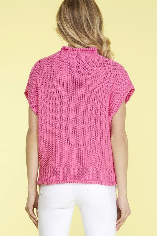 Sleeveless Mock Neck Knit Sweater-Tops-She + Sky-Small-Pink-Inspired Wings Fashion