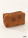 Corduroy Smiley Face Cosmetic Pouch-cosmetic bag-Zenana-Camel-O/S-Inspired Wings Fashion