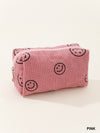 Corduroy Smiley Face Cosmetic Pouch-cosmetic bag-Zenana-Pink-O/S-Inspired Wings Fashion