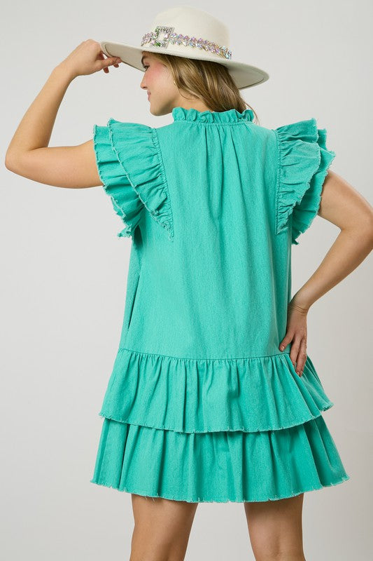 Mini Dress with Raw Edge-Dresses-Fantastic Fawn-Small-Mint-Inspired Wings Fashion