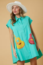 Sequin Guitar Shirt Dress-Dresses-Peach Love California-Small-Emerald-Inspired Wings Fashion