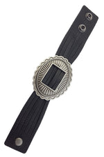 Genuine Leather Cuff with Sliding Concho-Bracelets-Anzell Accesories-OS-Black-Inspired Wings Fashion