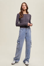 Tencel Cargo Pants-Pants-Wishlist-Denim-Small-Inspired Wings Fashion