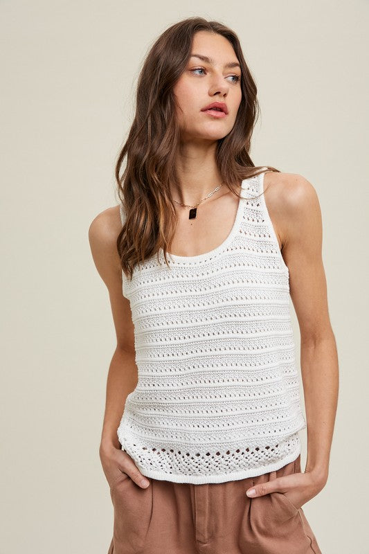 Crochet Tank Top-tank top-Wishlist-Small-White-Inspired Wings Fashion