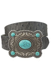 Ostrich Belt with Silver Turquoise Buckle-belt-Anzell Accesories-Small-Grey-Inspired Wings Fashion