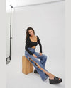 Split Leg Denim & Diamonds-Jeans-Cello-Medium Wash-1-Inspired Wings Fashion