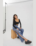 Split Leg Denim & Diamonds-Jeans-Cello-Medium Wash-1-Inspired Wings Fashion