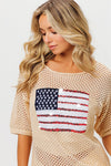 Sequin Flag Cover Up-Shirts & Tops-BiBi-Oatmeal-Small-Inspired Wings Fashion