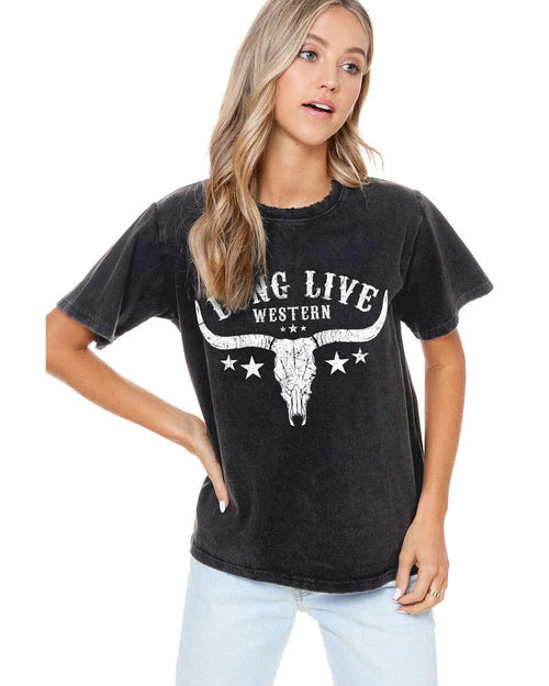 Long Live Western Graphic Top-Shirts & Tops-Zutter-Small-Black-Inspired Wings Fashion