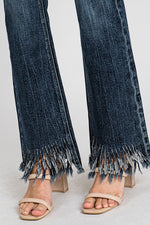 Mid Rise Bootcut Fringe Hem Jeans-Jeans-Petra153-1-Dark-Inspired Wings Fashion
