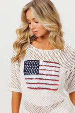 Sequin Flag Cover Up-Shirts & Tops-BiBi-Off White-Small-Inspired Wings Fashion