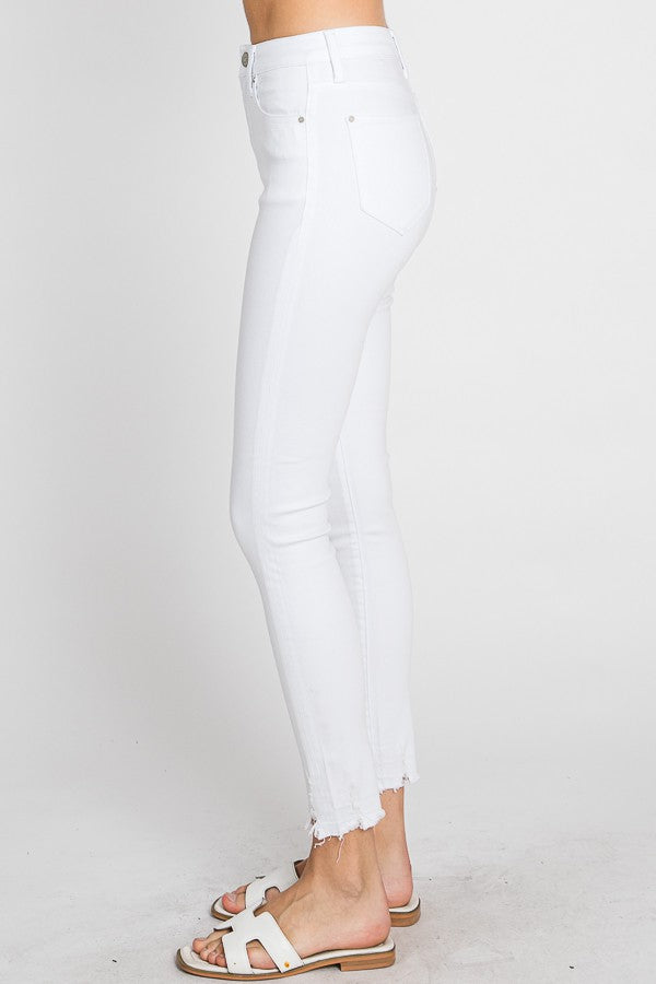 High Rise Ankle Skinny Jeans-Jeans-Petra153-1-White-Inspired Wings Fashion
