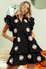 Baseball Patch Dress-Dresses-BiBi-Black-Small-Inspired Wings Fashion