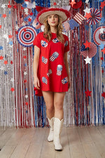 America Sequin Beer Mini Dress-Dresses-Fantastic Fawn-Small-Blue-Inspired Wings Fashion