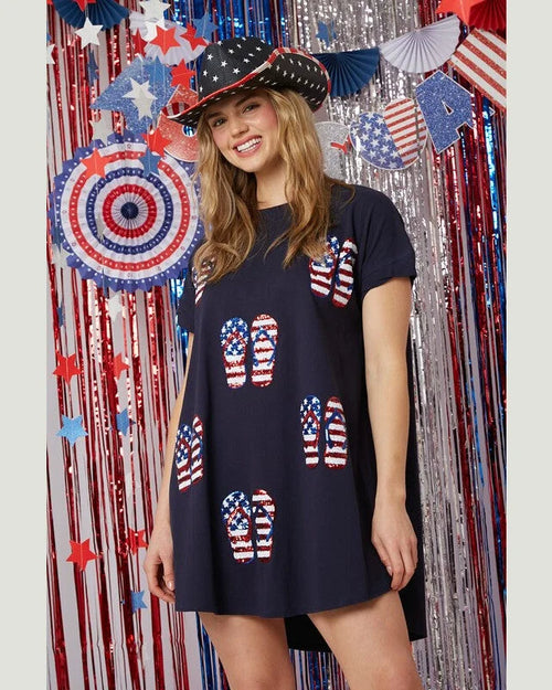American Flip Flop Dress-Dresses-Fantastic Fawn-Small-Navy-Inspired Wings Fashion