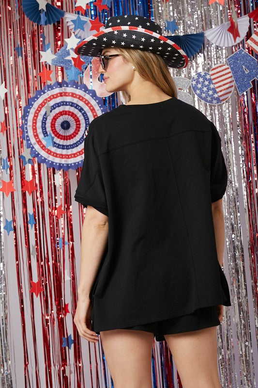 Patriotic Sequin Sunnies Top-Tops-Fantastic Fawn-Black-Small-Inspired Wings Fashion