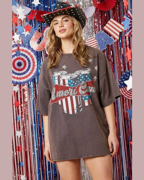 Ameri-Can Acid Washed Dress-Dresses-Fantastic Fawn-Small-Washed Navy-Inspired Wings Fashion