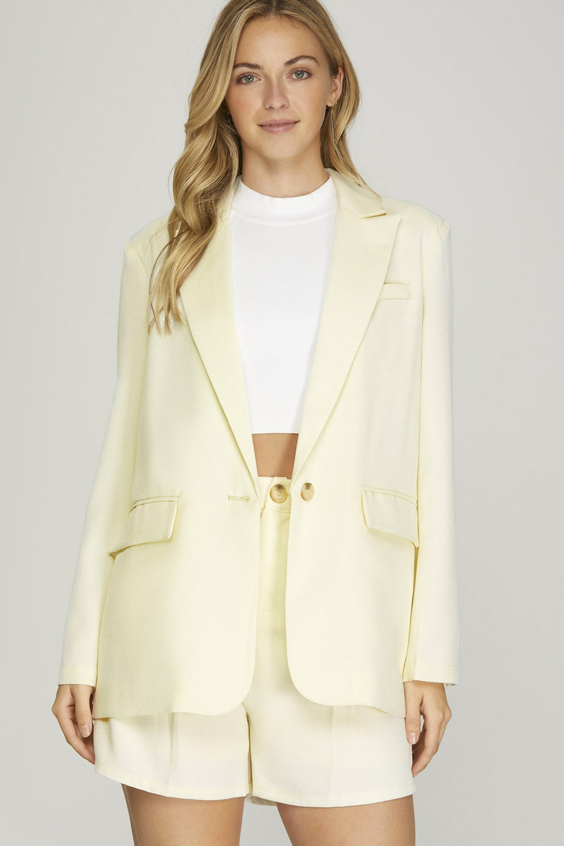 Single Breasted Woven Blazer-Blazer-She + Sky-Small-Off White-Inspired Wings Fashion