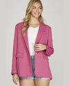 Single Breasted Woven Blazer-Blazer-She + Sky-Small-Hot Pink-Inspired Wings Fashion