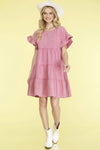 Drop Shoulder Ruffle Tiered Dress-Dresses-She+Sky-Small-Pink-Inspired Wings Fashion