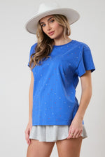 Multi Color Rhinestoned T-Shirt-T-Shirt-Peach Love California-Small-Royal-Inspired Wings Fashion