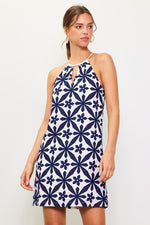 Embroidered Halter Mini Dress-Dress-Skies Are Blue-Navy-XS-Inspired Wings Fashion