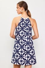Embroidered Halter Mini Dress-Dress-Skies Are Blue-Navy-XS-Inspired Wings Fashion