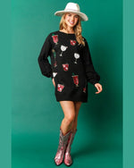 Christmas Cheers Cocktail Sweatshirt Dress-Dresses-Fantastic Fawn-Small-Black-Inspired Wings Fashion