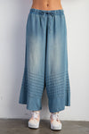 Wide Leg Capri Pants-Pants-Easel-Washed Denim-Small-Inspired Wings Fashion