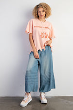 Wide Leg Capri Pants-Pants-Easel-Dark Denim-Small-Inspired Wings Fashion