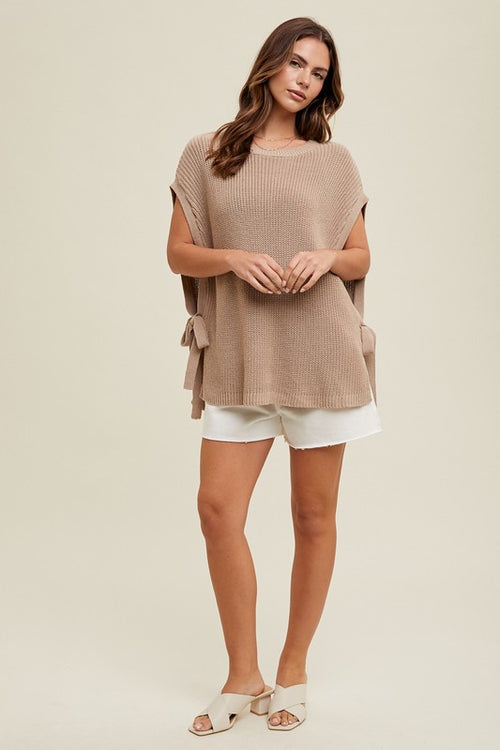 Side Tie Sweater Vest-Shirts & Tops-Wishlist-Mocha-Small-Inspired Wings Fashion