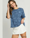 Cowgirl Graphic Top-Shirts & Tops-Umgee-Small-Denim-Inspired Wings Fashion