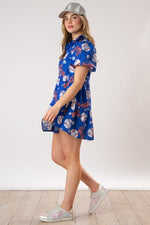 Baseball Print Dress-Dresses-Fantastic Fawn-Blue-Small-Inspired Wings Fashion