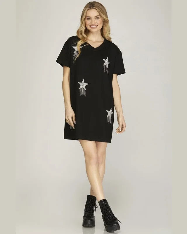Twinkly Star Dress-Dresses-She + Sky-Small-Black-Inspired Wings Fashion