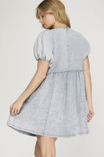 Short Sleeve Garment Wash Twill Dress-Dresses-She+Sky-Small-Taupe-Inspired Wings Fashion