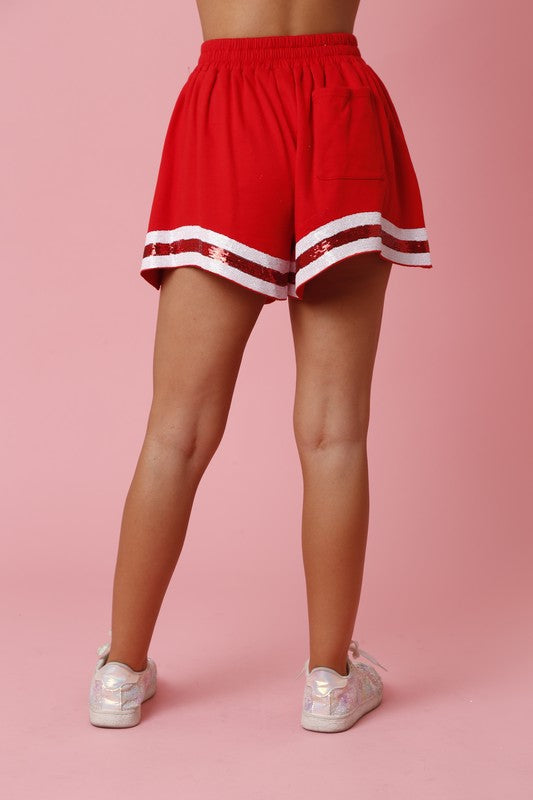 Sequin Stripe Shorts-shorts-Peach Love California-Red-Small-Inspired Wings Fashion
