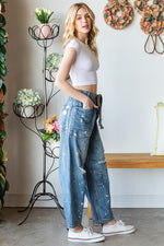 Washed Distressed Barrel Pants-Jeans-Oli & Hali-Denim-Small-Inspired Wings Fashion