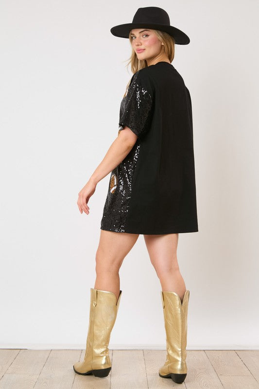 black sequin football dress PE Sequin Football Button Down Dress Miss Cocky