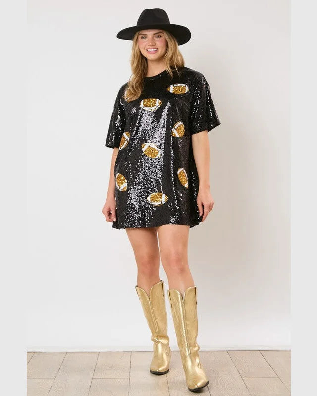 All Over Football Sequin Dress Black / Medium All Over Football Sequin Dress Black / Medium