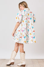 Guitar Print Poplin Dress-Dresses-Peach Love California-White Multi-Small-Inspired Wings Fashion