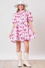 Guitar Print Poplin Dress-Dresses-Peach Love California-White Multi-Small-Inspired Wings Fashion