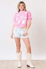 Sequin Baseball Sweater Top-Sweaters-Peach Love California-Pink-Small-Inspired Wings Fashion