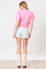 Sequin Baseball Sweater Top-Sweaters-Peach Love California-Pink-Small-Inspired Wings Fashion