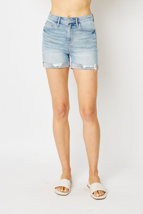 HW Destroy Cuffed Shorts-shorts-Judy Blue-Small-Inspired Wings Fashion
