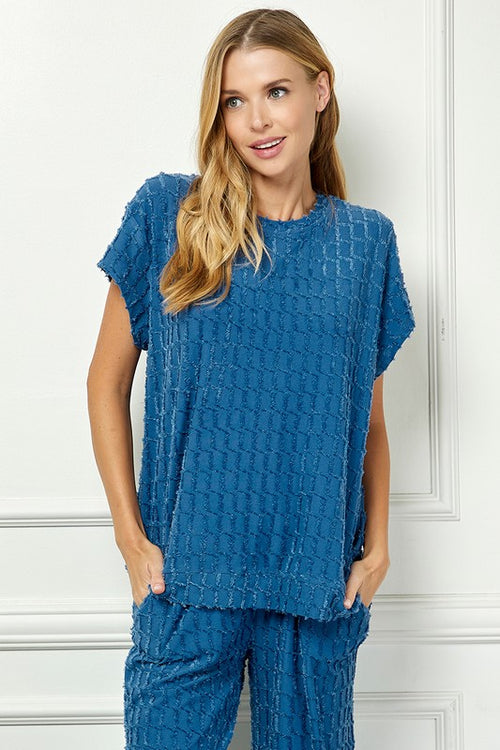 Glitter Textured Top-Shirts & Tops-See and Be Seen-Blue-Small-Inspired Wings Fashion