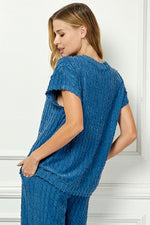 Glitter Textured Top-Shirts & Tops-See and Be Seen-Blue-Small-Inspired Wings Fashion